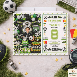 Boys Modern Sports Soccer Kids 8th Birthday Party Einladung