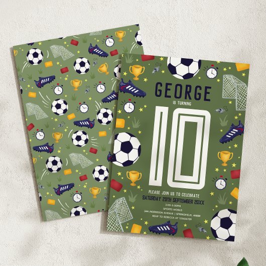 Boys Modern Sports Soccer Kids Birthday Einladung