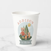 Boys Modern Woodland Forest Camping Bears Birthday Pappbecher (Rückseite)