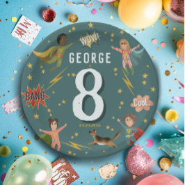 Boys Moderner Cooler Superhero Kindergeburtstag Pappteller