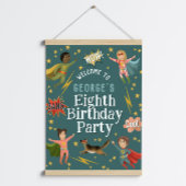 Boys Moderner Superheld-Kindergeburtstag Begrüßung Poster