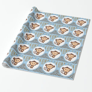 Boys Monkey Baby Dusche Geschenkpapier