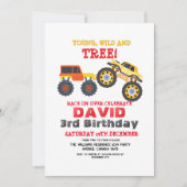 Boys Monster Car Trucks 3. Geburtstag Party Einladung (Vorderseite)