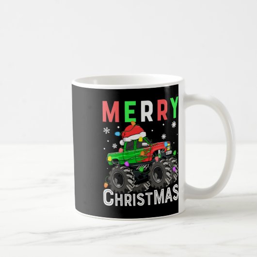 Boys Monster Truck Frohe Weihnachts-Weihnachtsmann Kaffeetasse (Rechts)