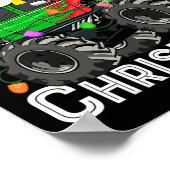 Boys Monster Truck Frohe Weihnachts-Weihnachtsmann Poster (Ecke)