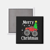 Boys Monster Truck Frohe Weihnachtsbaum Schneefloc Magnet (Vorderseite/Rückseite)