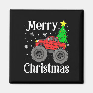 Boys Monster Truck Frohe Weihnachtsbaum Schneefloc Magnet