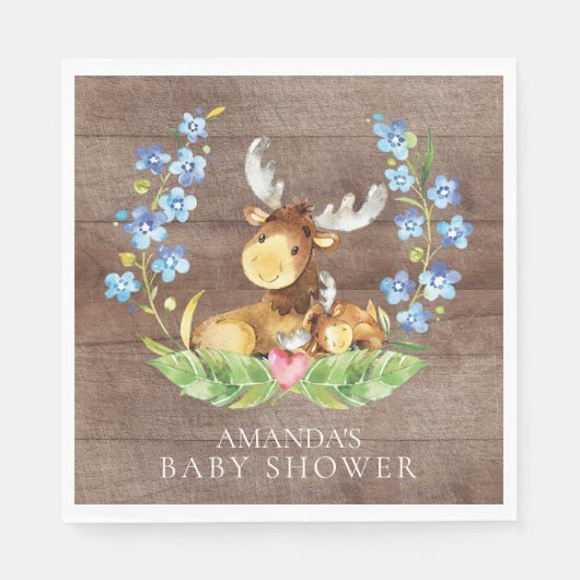 Boys Moose Baby Duschpapier Napkins Serviette (Vorderseite)