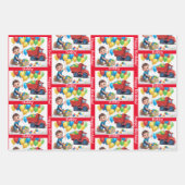 Boy's NAME Birthday Dump Truck Balloons Geschenkpapier Set (Vorderseite)