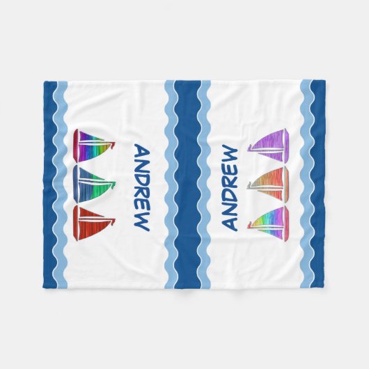 Boys Nautic Monogram Fleece Blanket (Vorderseite (Horizontal))