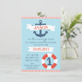 Boys Nautical 1. Geburtstag Einladung (Stehend Vorderseite)