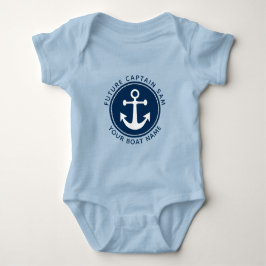 Boy's Nautical Anchor Rope Navy Captain Boat Name Baby Strampler