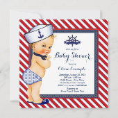 Boys Nautical Baby Dusche Einladung (Rückseite)