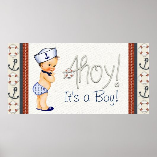 Boys Nautical Baby Dusche Poster (Vorne)