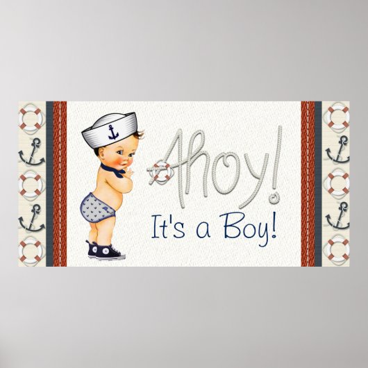 Boys Nautical Baby Dusche Poster (Vorne)