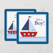 Boys Nautical Sailboat Babydusche Einladung (Vorne/Hinten)