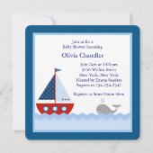 Boys Nautical Sailboat Babydusche Einladung (Rückseite)
