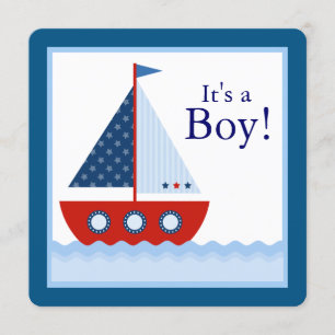 Boys Nautical Sailboat Babydusche Einladung