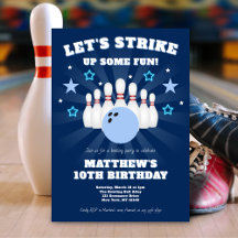 Boy's Navy Blue Bowling Birthday Party