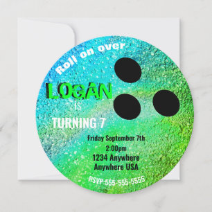 Boys neon BOWLING BALL Bowling Glow Geburtstagspar Einladung