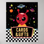 Boys Neon Galaxy Space Alien Cards Gifts Sign Poster (Vorne)