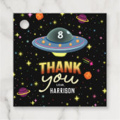 Boys Neon Outer Space Birthday Party Favor Geschenkanhänger (Vorderseite)