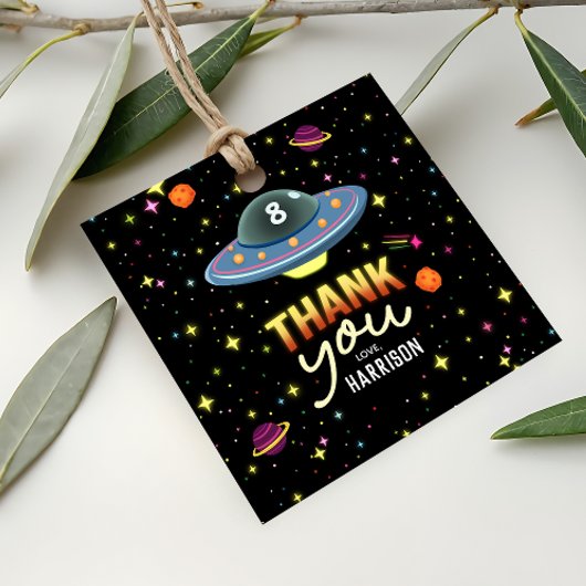 Boys Neon Outer Space Birthday Party Favor Geschenkanhänger