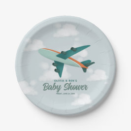 Boys Niedlich Blue Airplane Travel Baby Dusche Pappteller
