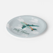 Boys Niedlich Blue Airplane Travel Baby Dusche Pappteller (Schrägansicht)