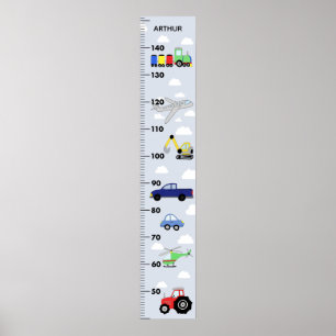 Boys Niedlich Blue Car Traktor Transport Chart Poster