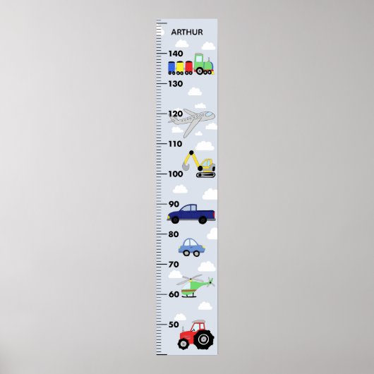 Boys Niedlich Blue Car Traktor Transport Chart Poster (Vorne)