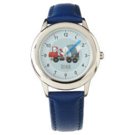 Boys Niedlich Blue Construction Concrete Mixer Kid Armbanduhr
