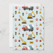 Boys Niedlich Blue Construction Transport Baby Dus Einladung (Rückseite)