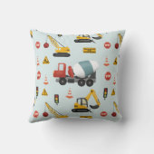 Boys Niedlich Blue Construction Transport & Name K Kissen (Rückseite)