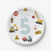 Boys Niedlich Blue Construction Vehicles Kindergeb Pappteller (Vorderseite)