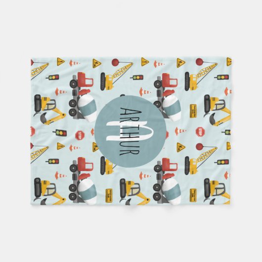 Boys Niedlich Blue Digger Konstruktionsmuster Fleecedecke (Vorderseite (Horizontal))