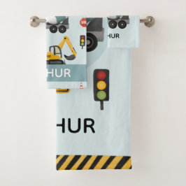 Boys Niedlich Blue Digger Konstruktionsmuster Kind Badhandtuch Set