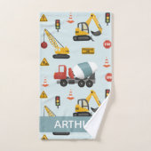 Boys Niedlich Blue Digger Konstruktionsmuster Kind Badhandtuch Set (Handtuch)