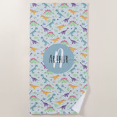 Boys Niedlich Blue Dinosaur Pattern Kids Strandtuch (Vorderseite)