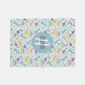 Boys Niedlich Blue Dinosaurier Muster & Name Kinde Fleecedecke (Vorderseite (Horizontal))