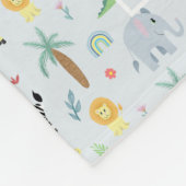 Boys Niedlich Blue Elephant & Safari Pattern Name  Fleecedecke (Ecke)