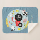 Boys Niedlich Blue Farm Animals Traktor & Name Kin Sherpadecke (Vorderseite (Horizontal))