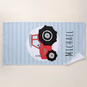 Boys Niedlich Blue Farm Tractor Kids Strandtuch (Vorderseite)