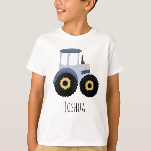Boys Niedlich Blue Farm Traktor Cartoon Kinder T-Shirt (Vorderseite)
