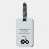 Boys Niedlich Blue Farm Traktor Cartoon und Name K Gepäckanhänger (Rückseite vertikal)