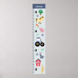 Boys Niedlich Blue Farm Traktor Growth Chart Poster