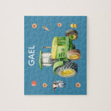 Boys Niedlich Blue Farm Traktor und Name Kids