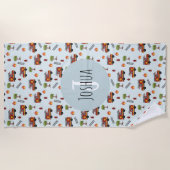 Boys Niedlich Blue Fireman Truck Muster Kinder Strandtuch (Vorderseite)