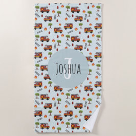 Boys Niedlich Blue Fireman Truck Muster Kinder Strandtuch