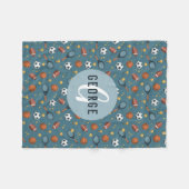 Boys Niedlich Blue Football Basketball Sport Kinde Fleecedecke (Vorderseite (Horizontal))